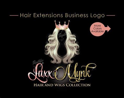 Hair Extensions Business Logo Rose Gold Hair Logo Glitter Etsy Hair