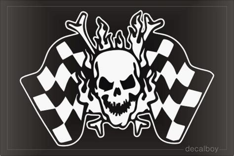 Skull Checkered Flags Decal