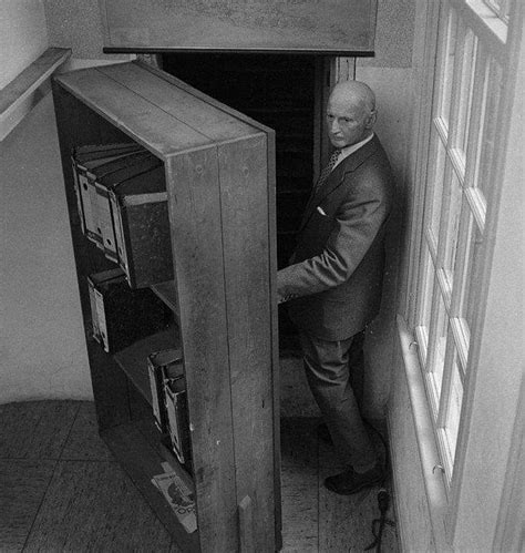 Otto Frank Father Of Anne Frank In Front Of The Entrance To The
