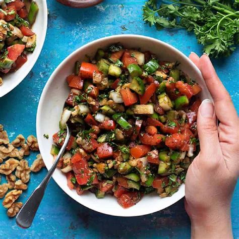 Turkish Tomato Salad Made With Fresh Plump Tomatoes Cucumbers And