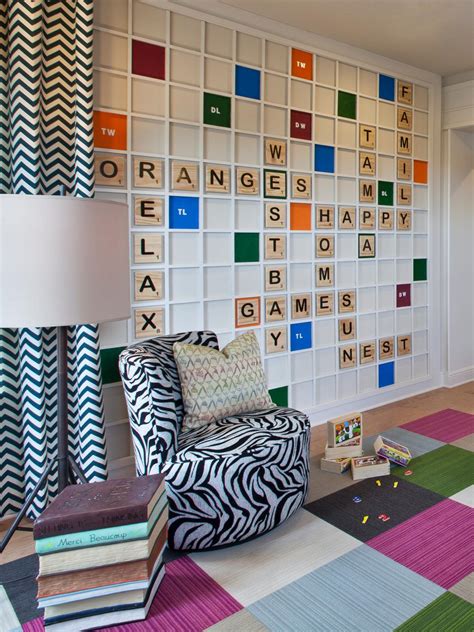 Playroom Features Custom Life Sized Scrabble Accent Wall Hgtv