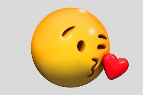 emoji face blowing a kiss 3d model cgtrader