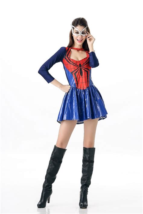 4s1641 Free Shipping Sexy Adult Role Play Costumes Deluxe Spider Girl