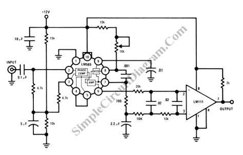 Fsk Demodulator Using Lm565 Simple Circuit Diagram