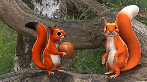 Pip The Squirrel 3D Animated Series Full Rotation Design Animation