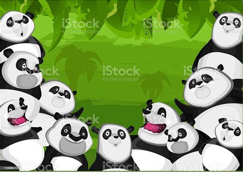 Pandas In Jungle Background Stock Illustration Download Image Now