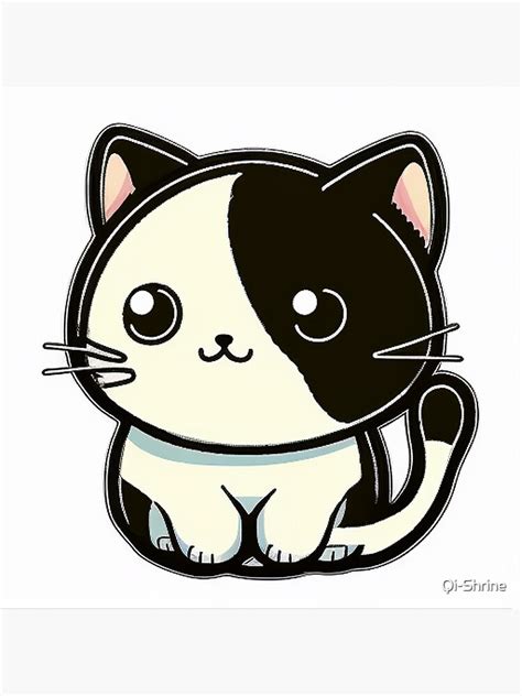 Black And White Cat Sticker For Sale By Qi Shrine Redbubble