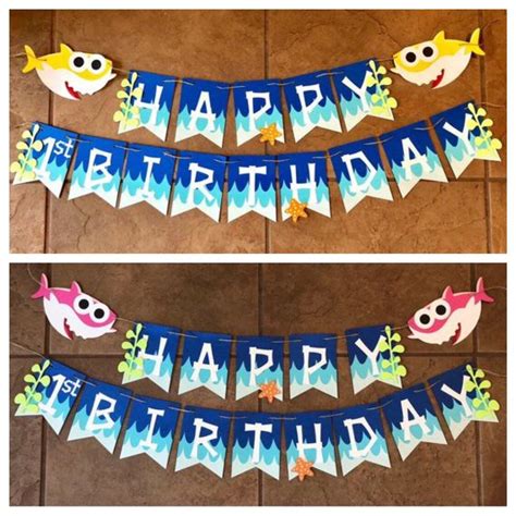 Baby Shark Birthday Banner Shark Banner Shark Happy Birthday Etsy