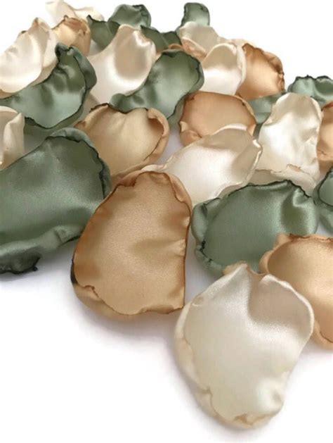Sage Green Gold And Ivory Flower Petals Fern Green Rose Petals Table