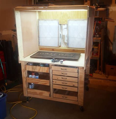 It's big enough that even my most grand cakes can easily fit inside. Converted my old workbench into this sweet spray booth. So ready to start spraying with my #3M ...