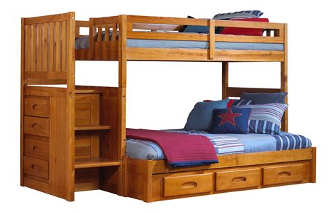 Discovery World Furniture Twin over Full Honey Staircase Bunk Bed - KFS ...