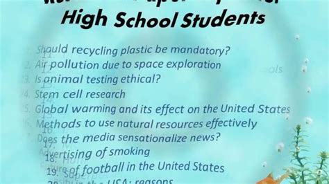 Research Paper Topics For High School Students Youtube