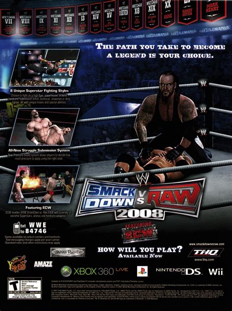 Video Game Print Ads — Wwe Smackdown Vs Raw 2008 Gamepro Wii Gamers