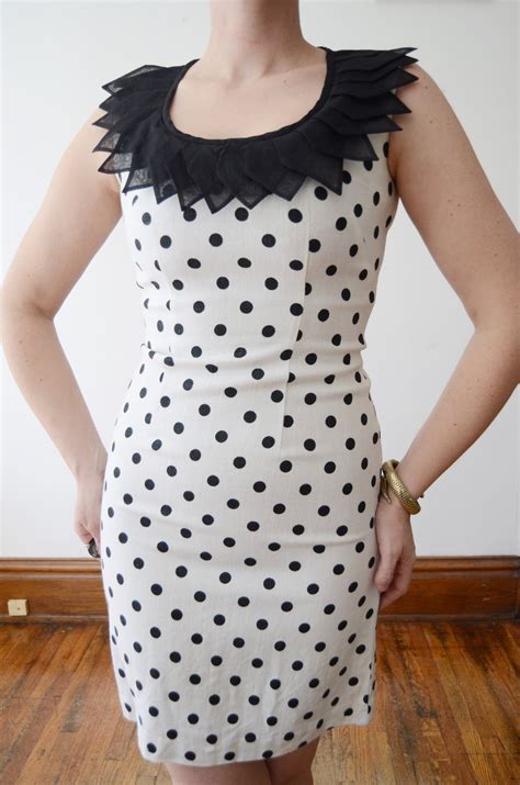 1960s Black And White Polka Dot Dress XS S