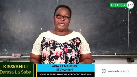 Kiswahili Darasa La Saba Aina Za Maneno I Vivumishi Mwl Esther Shirima Mp4 Youtube
