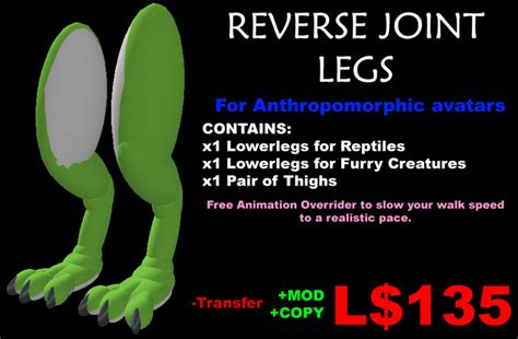 Second Life Marketplace Reverse Joint Furry Anthro Legs