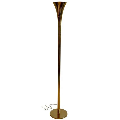 Mid Century Modern Brass Torchiere Floor Lamp By Laurel Lighting