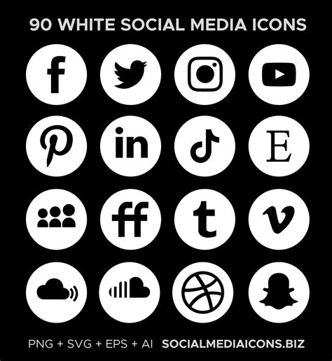circle white social media icons