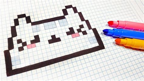 Pixel Art Hecho A Mano Cómo Dibujar Un Gato Kawaii Pixel Art