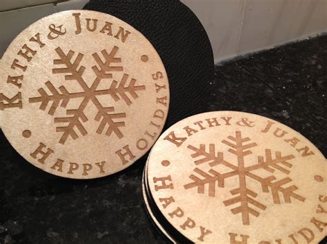 Laser Engraved Coasters Personalized Holiday Themed Coasters Lasered