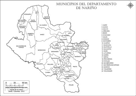 Mapas Del Departamento De Nariño Para Colorear