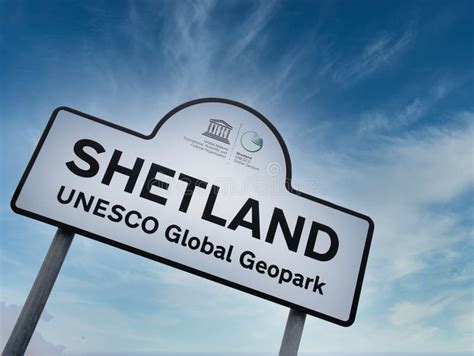 The Shetland Unesco Global Geopark Sign At The Holmsgarth Ferry