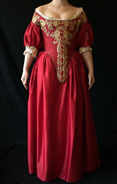 Worn By Madonna Historical Crimson Gold Full Ensemble Boned Etsy 17th Century Fashion 17th