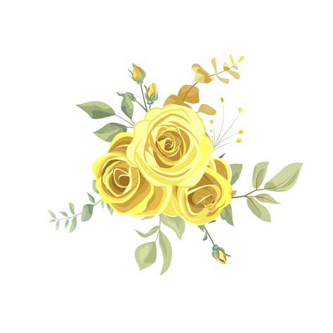 Bouquet Of Flowers Beautiful Yellow Roses Vector Flowers Roses