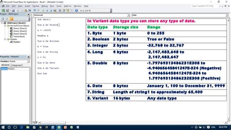 Introduction Constants And Data Types In Excel Vba Youtube