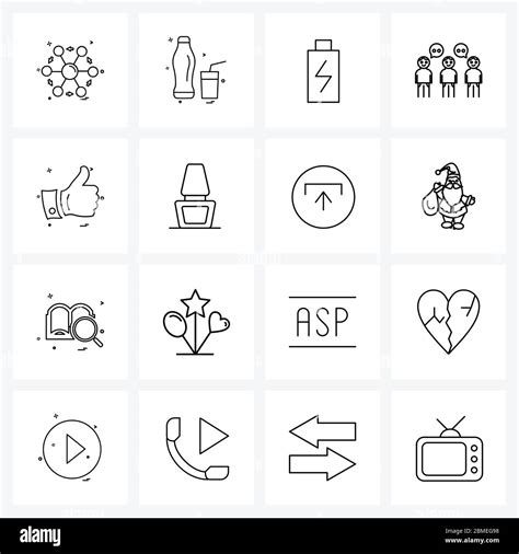 16 Universal Line Icon Pixel Perfect Symbols Of Hand Sms Battery