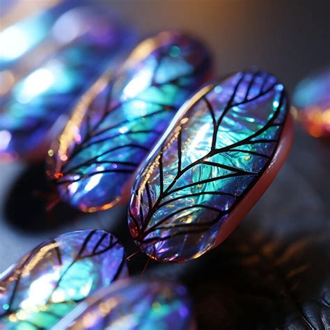 Premium Ai Image Butterfly Wings Nails Design Iridescent Butterfly