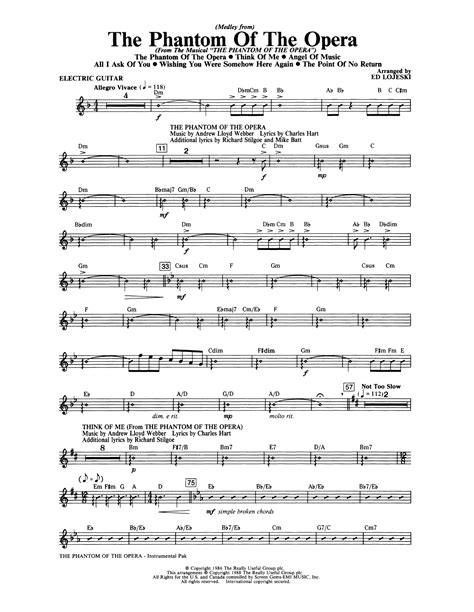 Learn to be lonely (phantom of the opera). The Phantom Of The Opera (Medley) (arr. Ed Lojeski) - Electric Guitar Sheet Music | Andrew Lloyd ...