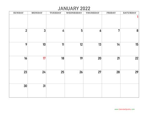 Printable Calendar Monthly 2022