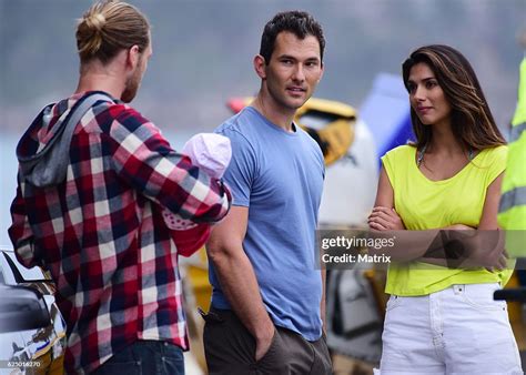 Pia Miller George Mason And Luke Mckenzie Filming Home And Away At