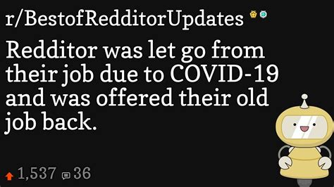 Redditor Was Let Go From Their Job Due To Covid 19 And Was Offered