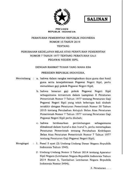 Pp Kenaikan Gaji Pokok Pns 2019 Gaji