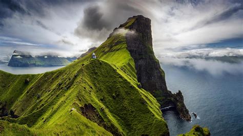 Kallur Lighthouse On Kalsoy Island Faroe Islands