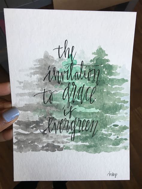 Watercolor Trees Modern Calligraphy Custom Quote Watercolor