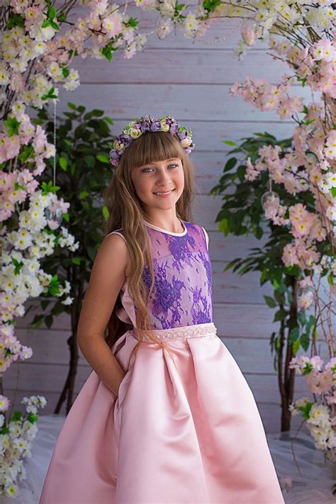 Купить детское платье Leaves Lilac в лиловом цвете ♥ ...
