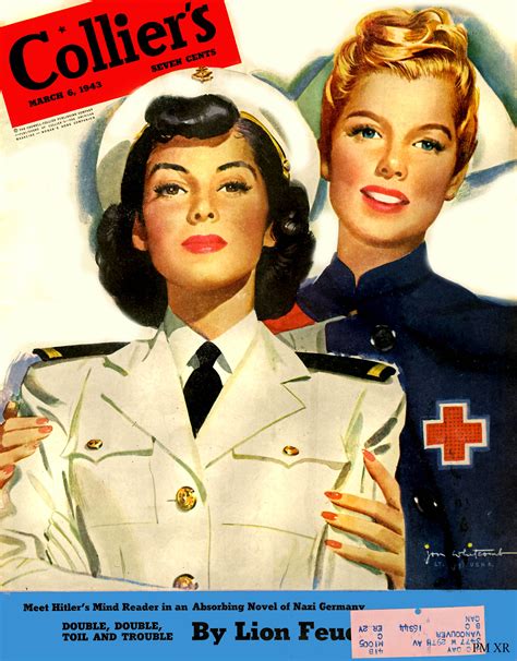 1943 Women At War Vintage Lesbian Nurse Art Magazine Cover