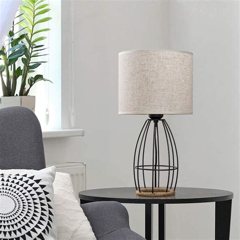 Buy Farmhouse Table Lamp Basket Cage Style Black Chrome Metal Base With