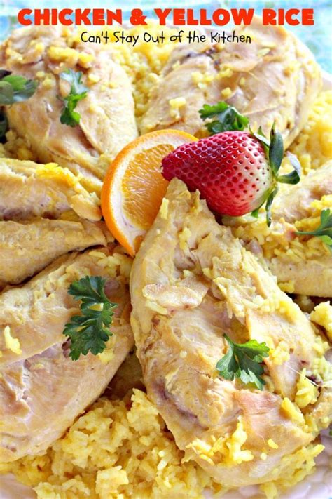 Enjoy a latin classic that can be made in minutes: Chicken and Yellow Rice - Can't Stay Out of the Kitchen