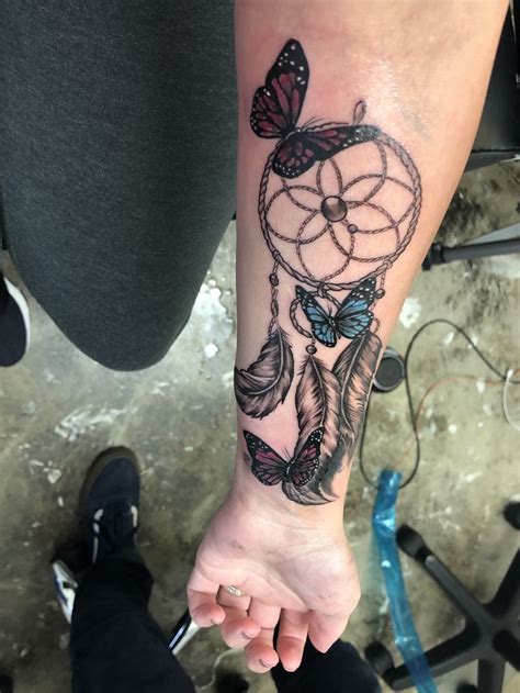 Dream Catcher With Butterflies Tattoo Rose And Butterfly Tattoo