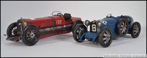 2 X 20th Century Tin Plate Model Racing Cars To Include Red And Blue