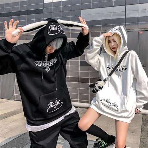 Cute Couples Bunny Hoodie Unisex Women Top Casual Jumper Funny Etsy