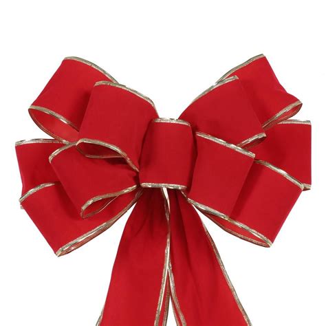 Home Accents Holiday 10 In X 13 In Gold Edge Red Velvet Bow