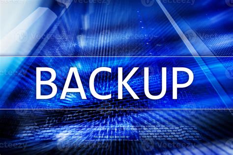 Backup Button On Modern Server Room Background Data Loss Prevention