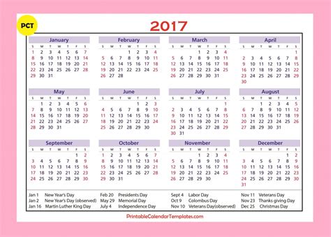 Free Printable Calendar 2017 Printable Calendar Templates