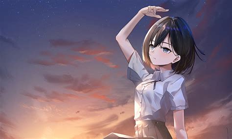 800x480 Anime Girl Short Hair School Girl 4k 800x480 Resolution Hd 4k