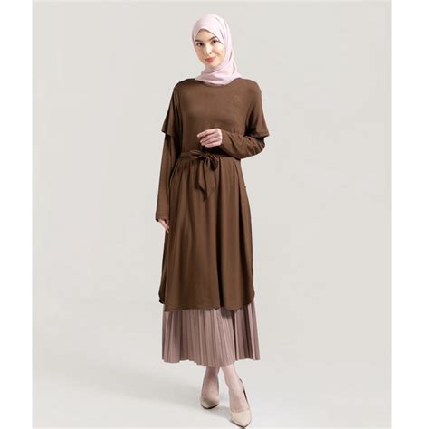 Jual Hanna Kaos Tunik Baju Muslim Wanita Qeema Polos Midi Dress Pakaian Hijab Poly Spandex